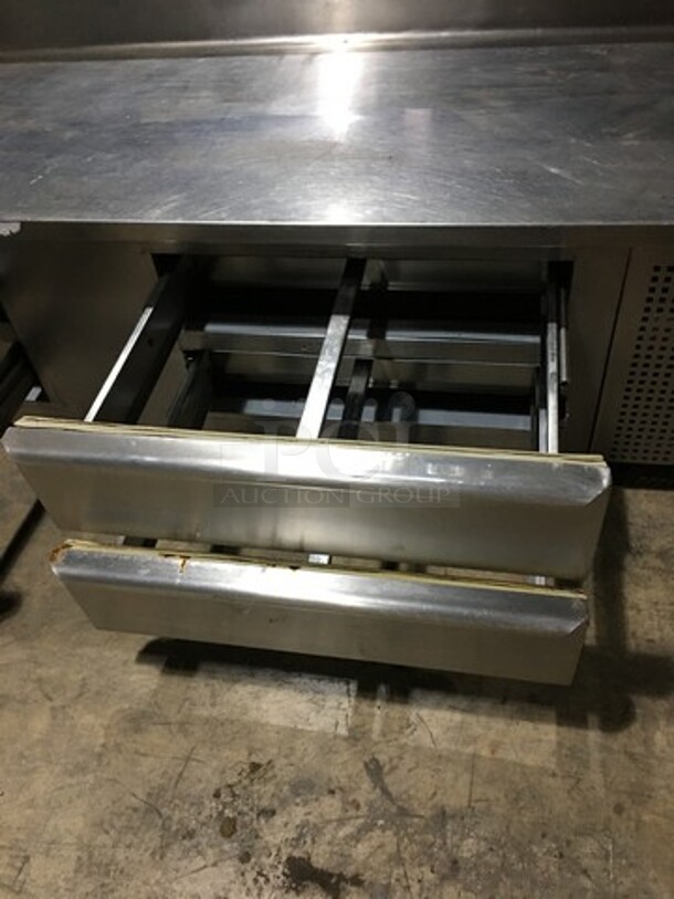 All Stainless Steel 4 Drawer Refrigerated Chef Base With Backsplash!  - Image 8 of 10
