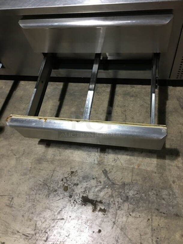 All Stainless Steel 4 Drawer Refrigerated Chef Base With Backsplash!  - Image 9 of 10