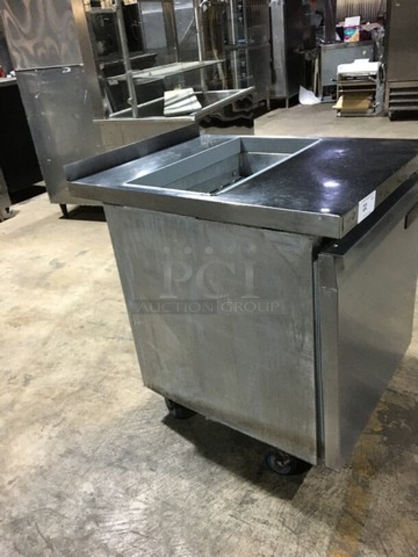 Continental Commercial Refrigerated Sandwich Prep Table! With Single Door Storage Space Underneath! All Stainless Steel! Serial 15125742! 115V 1Phase! On Casters! - Image 2 of 10