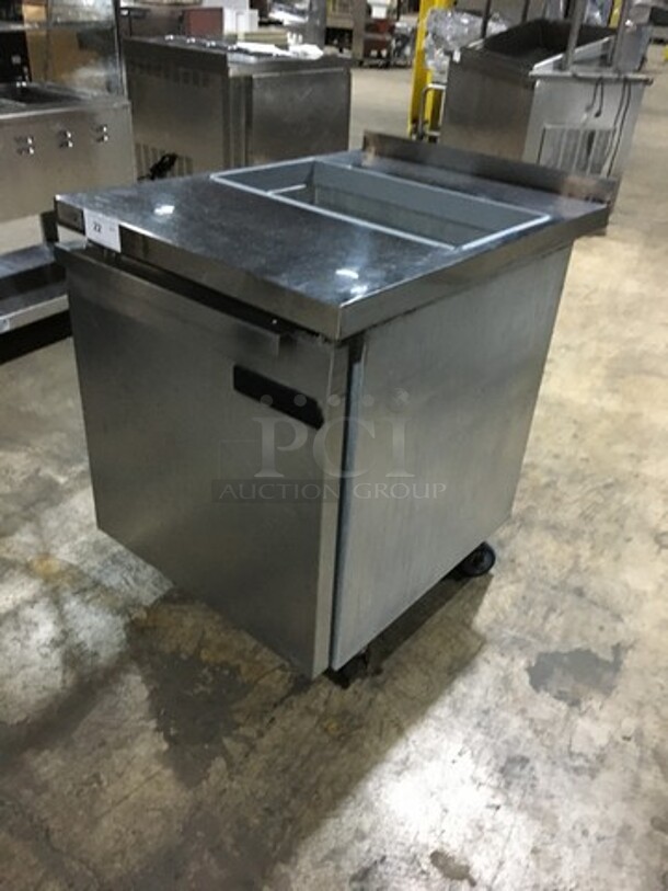Continental Commercial Refrigerated Sandwich Prep Table! With Single Door Storage Space Underneath! All Stainless Steel! Serial 15125742! 115V 1Phase! On Casters! - Image 9 of 10