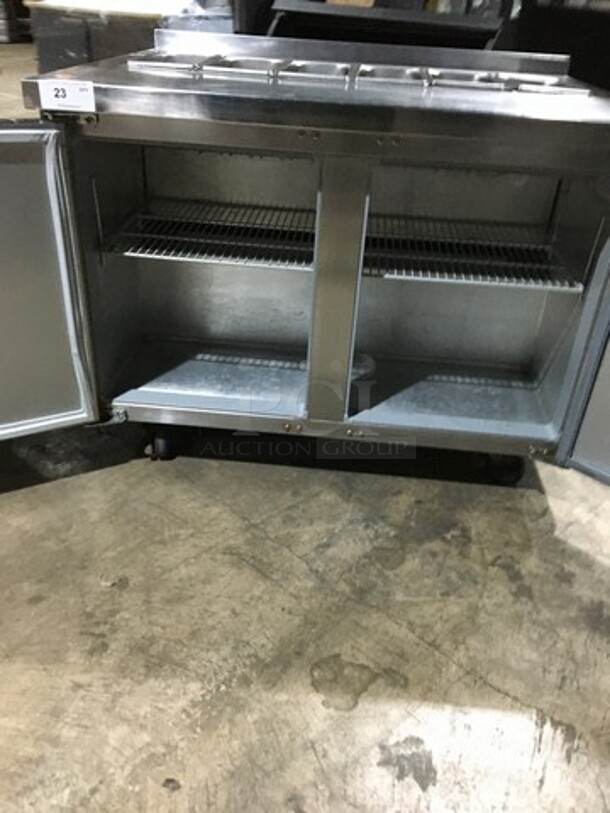 Continental Commercial Refrigerated Sandwich Prep Table! With 2 Door Underneath Storage Space! All Stainless Steel! Model SW4812 Serial 15766669! 115V 1Phase! On Commercial Casters! - Image 7 of 10