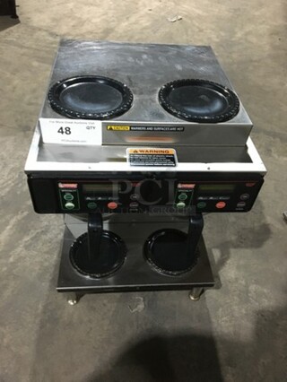Bunn Commercial Countertop Dual Coffee Brewing Machine! Axiom Series! With 4 Coffee Pot Warming Stations! All Stainless Steel! Model AXIOM2/2TWIN Serial AXTN030506! 120/208/240V! 1Phase! On Legs!