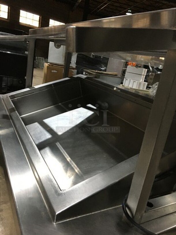 Delfield Commercial Cold Pan/Fresh Fish Display Case/Salad Bar Island/Sandwich Prep Combo! With Overhead Sneeze Guard! With 2 Storage Shelves! Model KCSC50NU! 115V 1Phase! On Casters!  - Image 5 of 10