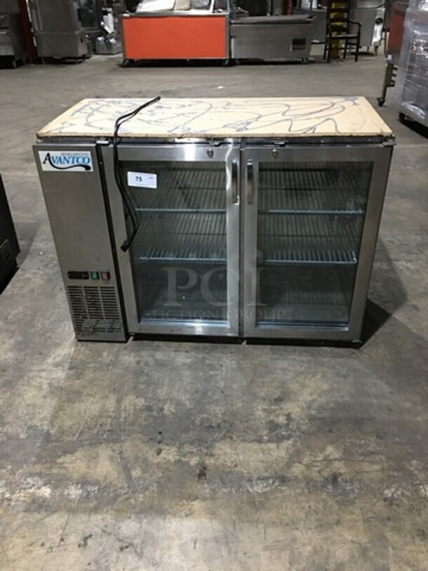 Avantco Commercial 2 Door Refrigerated Bar Back Merchandiser! With Poly Coated Racks! All Stainless Steel! Model 178UBB48GHCS! 115V!