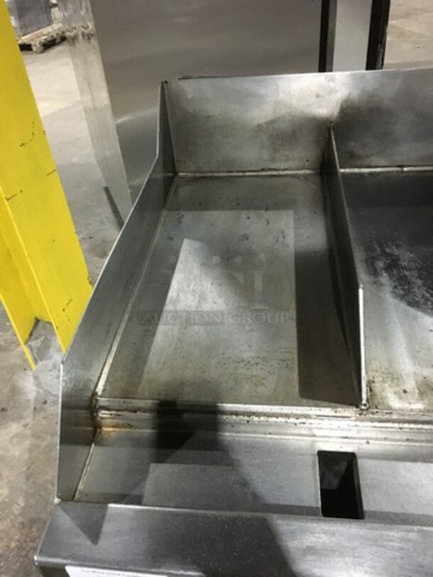 FAB! RARE FIND!  Wood Stone All Stainless Steel Commercial Natural Gas Powered 48 Inch Flat Griddle With Split! With Back & Side Splashes! On Stand! With Underneath Storage Space! All Stainless Steel! On Casters! - Image 6 of 9