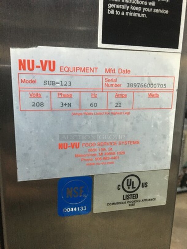 Nuvu Subway Edition Double Deck Convection Oven/Proofer Combo! With View Through Doors! All Stainless Steel! Model SUB123 Serial 389766000705! 208V 3+N Phase! On Commercial Casters! - Image 5 of 11