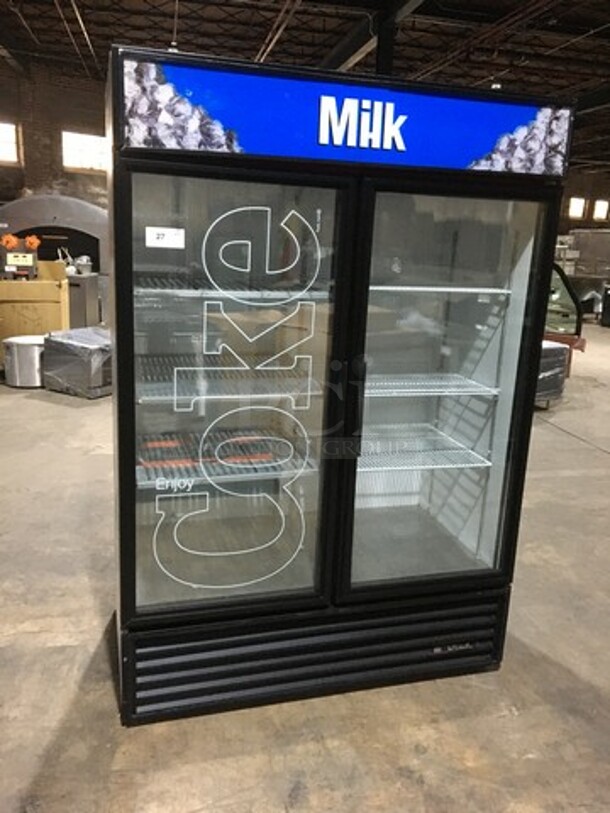 True Commercial 2 Door Reach In Refrigerator Merchandiser! With Poly Coated Racks! Model GDM49 Serial 536496! 115V 1Phase! 