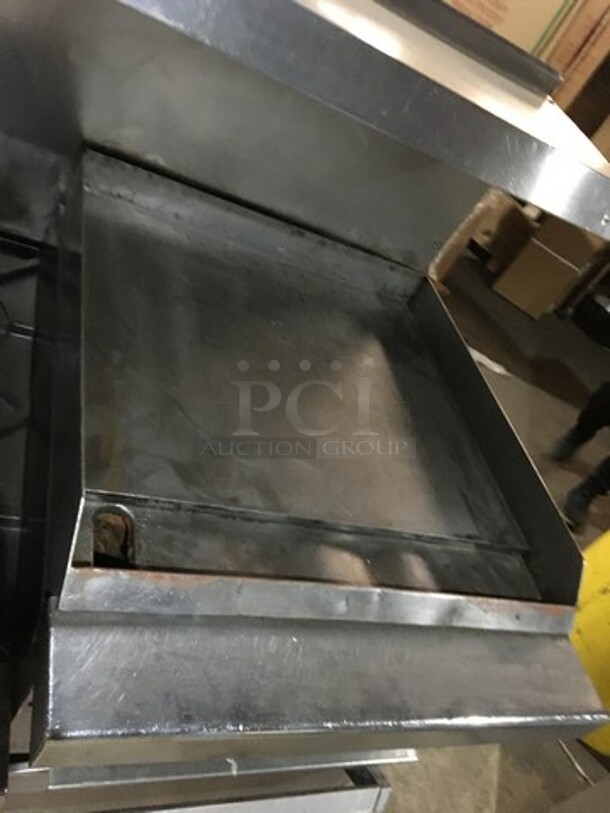 All Stainless Steel Commercial Natural Gas Powered 6 Burner Stove With Raised Flat Top Grill Combo! With Cheese Melter! With Double Full Size Oven Underneath! With Raised Backsplash And Salamander Shelf! On Commercial Casters! - Image 7 of 12