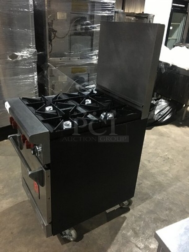 NICE! Wolf Commercial Natural Gas Powered 4 Burner Stove! With Raised Backsplash! With Oven Underneath! On Legs! - Image 2 of 10