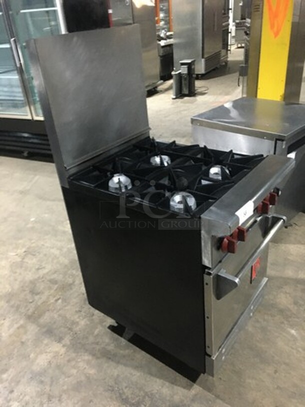 NICE! Wolf Commercial Natural Gas Powered 4 Burner Stove! With Raised Backsplash! With Oven Underneath! On Legs! - Image 3 of 10