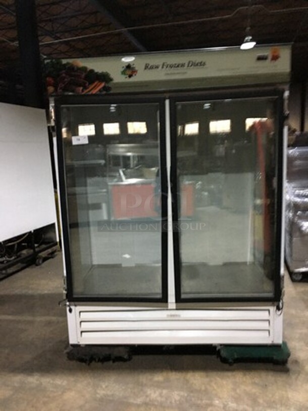 Commercial 2 Door Half Refrigerated Cooler Merchandiser & Half Reach In Freezer Merchandiser!  - Image 1 of 9
