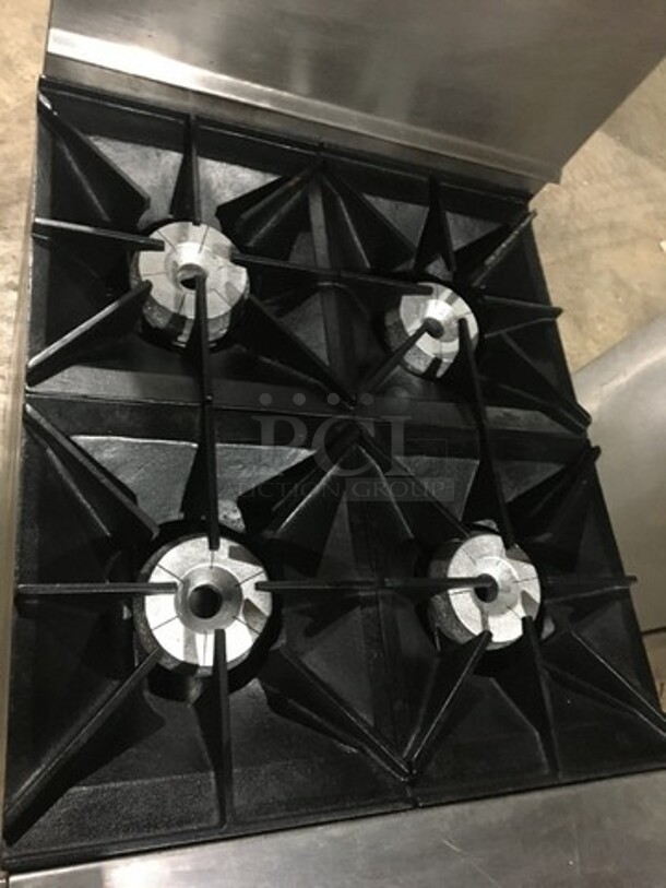NICE! Wolf Commercial Natural Gas Powered 4 Burner Stove! With Raised Backsplash! With Oven Underneath! On Legs! - Image 5 of 10