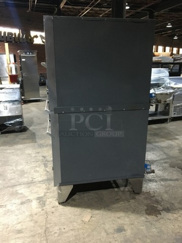NICE! Vulcan Commercial Natural Gas Powered Double Deck Baking/Roasting/Pizza Oven! All Stainless Steel! Model 7016A1T Serial 541002827! All Stainless Steel! On Legs! 2 X Your Bid! Makes One Unit! - Image 3 of 11