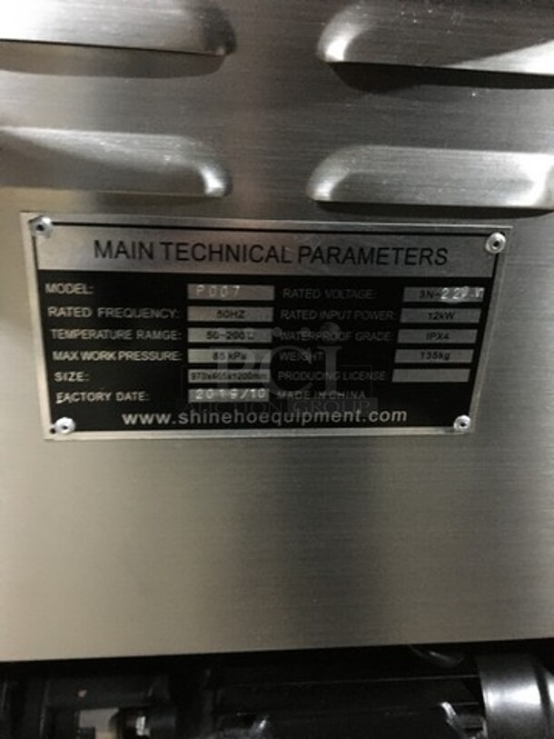 LATE MODEL! NEVER USED! 2019 Shineho Electric Powered Pressure Fryer! With Digital Touch Controls! With Oil Filter System! Model P007! All Stainless Steel! On Commercial Casters! 220V! - Image 9 of 10