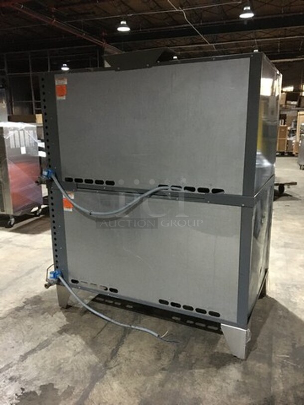 NICE! Vulcan Commercial Natural Gas Powered Double Deck Baking/Roasting/Pizza Oven! All Stainless Steel! Model 7016A1T Serial 541002827! All Stainless Steel! On Legs! 2 X Your Bid! Makes One Unit! - Image 4 of 11
