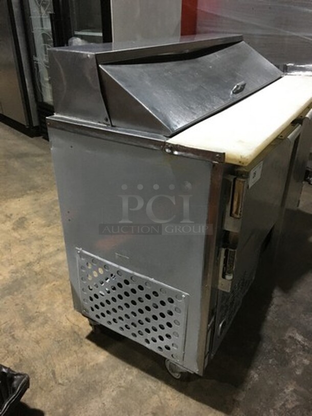 2012 Leader Commercial Refrigerated Sandwich Prep Table! With 2 Door Storage Space! With Commercial Cutting Board! All Stainless Steel! Model LM48SC Serial PV04S0305! On Casters! - Image 2 of 11