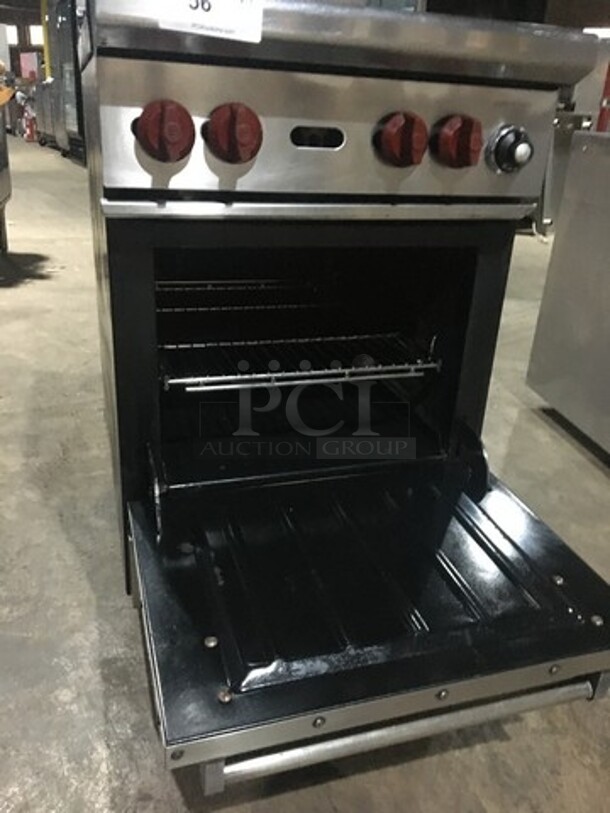 NICE! Wolf Commercial Natural Gas Powered 4 Burner Stove! With Raised Backsplash! With Oven Underneath! On Legs! - Image 8 of 10
