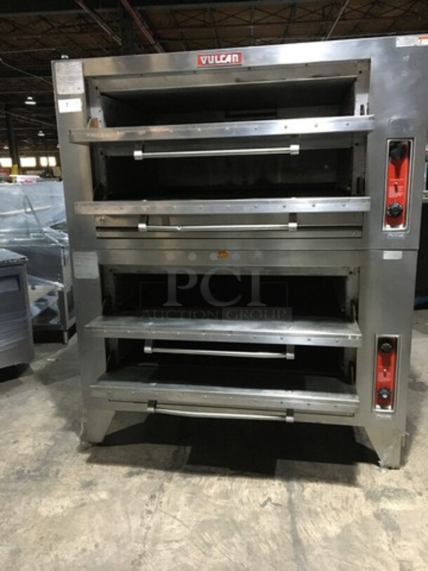 NICE! Vulcan Commercial Natural Gas Powered Double Deck Baking/Roasting/Pizza Oven! All Stainless Steel! Model 7016A1T Serial 541002827! All Stainless Steel! On Legs! 2 X Your Bid! Makes One Unit! - Image 5 of 11