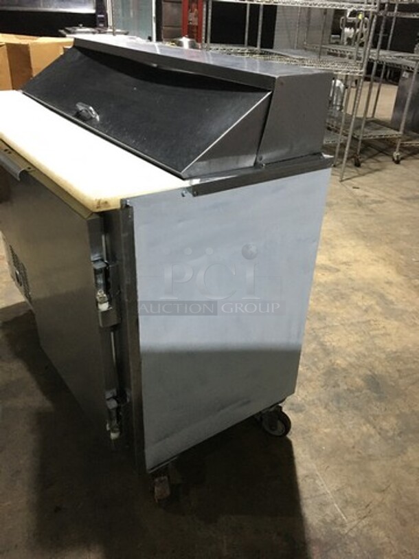 2012 Leader Commercial Refrigerated Sandwich Prep Table! With 2 Door Storage Space! With Commercial Cutting Board! All Stainless Steel! Model LM48SC Serial PV04S0305! On Casters! - Image 3 of 11