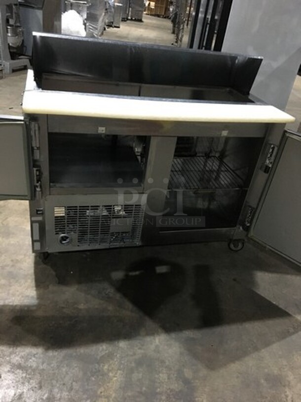 2012 Leader Commercial Refrigerated Sandwich Prep Table! With 2 Door Storage Space! With Commercial Cutting Board! All Stainless Steel! Model LM48SC Serial PV04S0305! On Casters! - Image 5 of 11