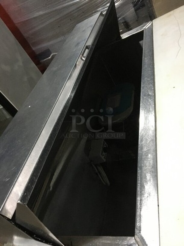 2012 Leader Commercial Refrigerated Sandwich Prep Table! With 2 Door Storage Space! With Commercial Cutting Board! All Stainless Steel! Model LM48SC Serial PV04S0305! On Casters! - Image 6 of 11