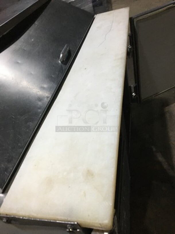 2012 Leader Commercial Refrigerated Sandwich Prep Table! With 2 Door Storage Space! With Commercial Cutting Board! All Stainless Steel! Model LM48SC Serial PV04S0305! On Casters! - Image 7 of 11