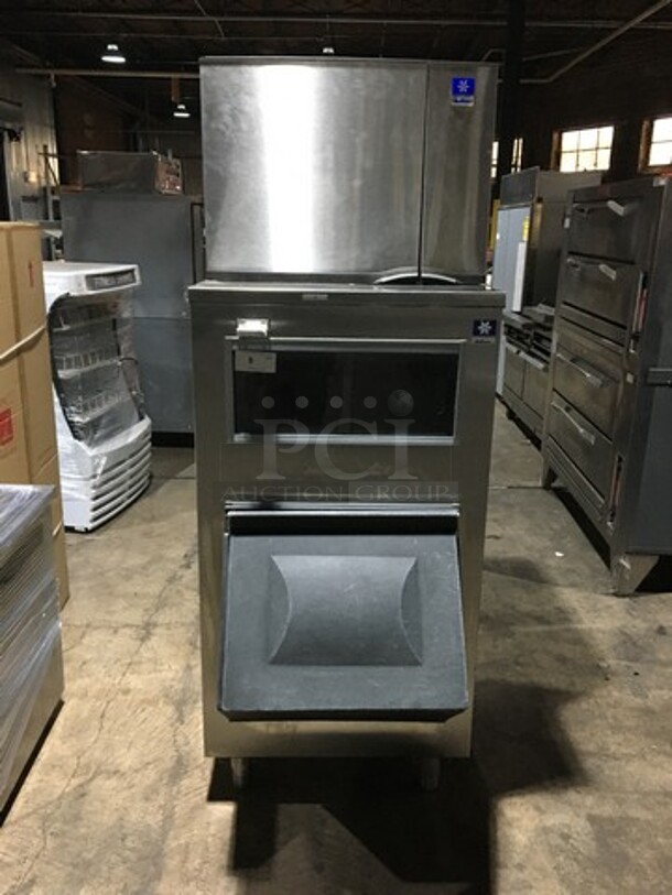 Manitowoc Commercial Ice Making Machine! With Ice Bin! All Stainless Steel Body! Model SY0454A Serial 040865045! 115V 1Phase! On Legs! 2 X Your Bid! Makes One Unit!