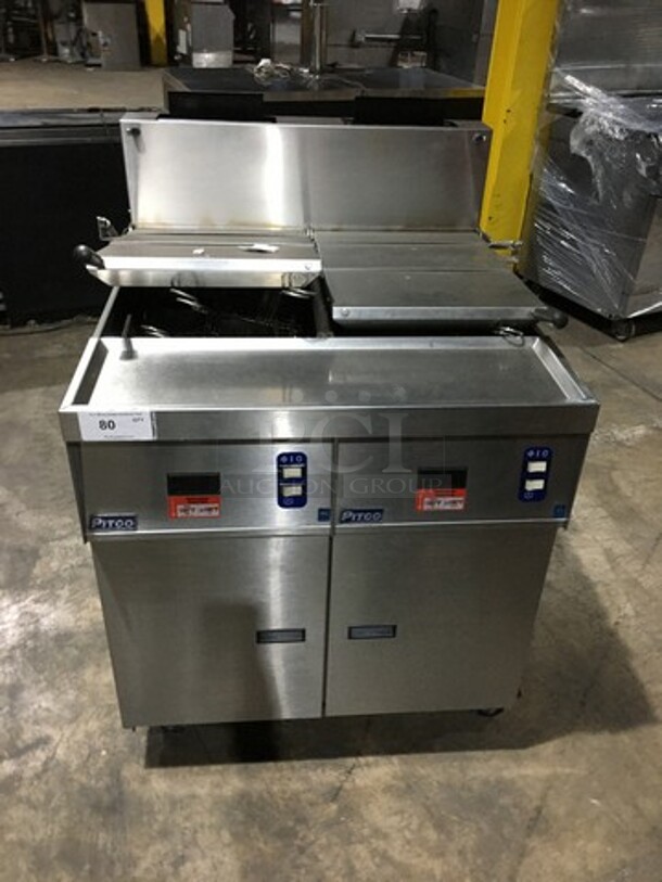 WOW! Pitco Dual Commercial Natural Gas Powered Pasta Cooker/Rethermalizer! With Metal Baskets! All Stainless Steel! Model SRTG Serial G09DC011971! On Commercial Casters!