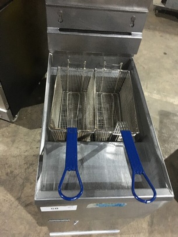 Pitco Commercial Natural Gas Powered Deep Fat Fryer! With Backsplash! All Stainless Steel! Model 40C Serial G14HB046604! On Legs! - Image 5 of 9