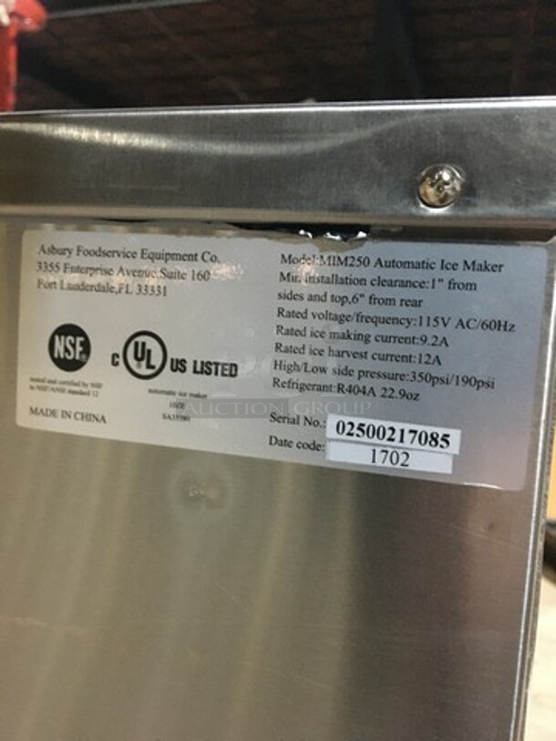 Maxx Ice Commercial Under The Counter Ice Making Machine! All Stainless Steel! Model MIM250 Serial 02500217085! 115V! - Image 8 of 9