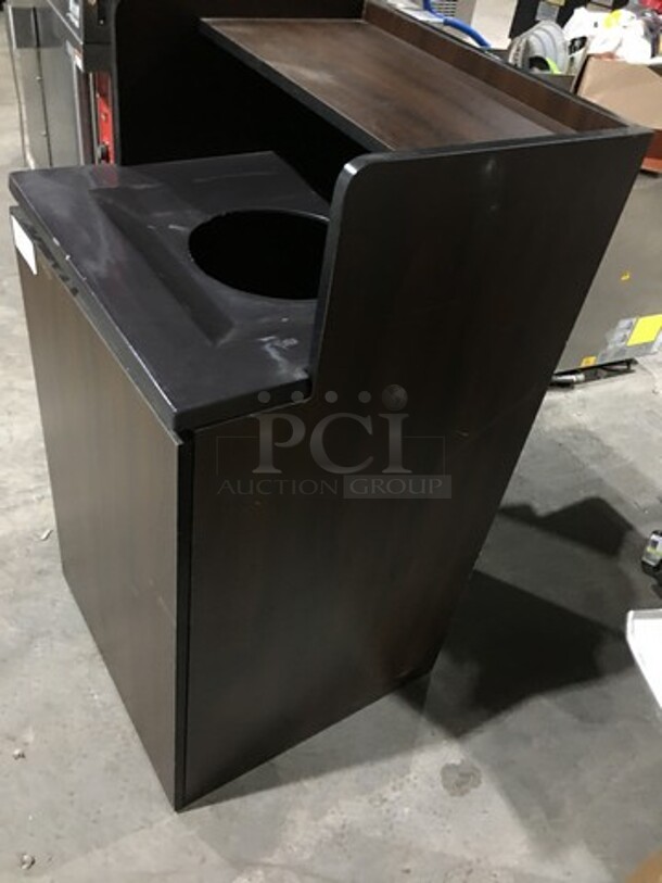 Wooden Style Customer Disposal Station! With Tray Return Shelf & Trash Receptacle Cabinet! - Image 2 of 7