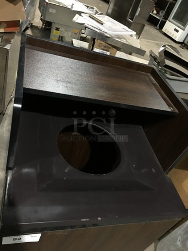 Wooden Style Customer Disposal Station! With Tray Return Shelf & Trash Receptacle Cabinet! - Image 5 of 7