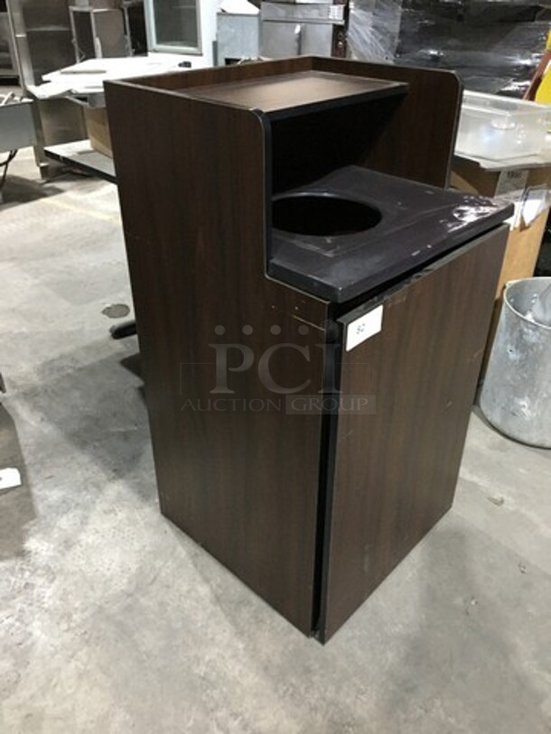 Wooden Style Customer Disposal Station! With Tray Return Shelf & Trash Receptacle Cabinet! - Image 7 of 7