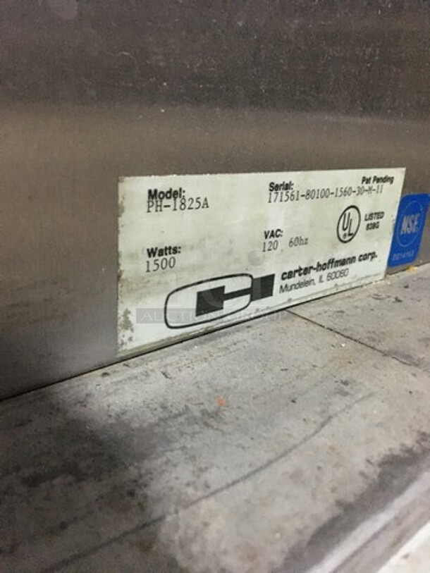 Carter Hoffmann Commercial Single Door Food Warming/Holding Cabinet! Holds Full Size Trays! All Stainless Steel! Model PH1825A Serial 17156180100156030M11! 120V! On Commercial Casters! - Image 7 of 8