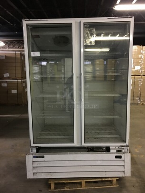 Master Bilt Commercial 2 Door Reach In Freezer Merchandiser! With Poly Coated Racks! Model BLG48HD Serial 150244OBB01! 115V 1Phase!