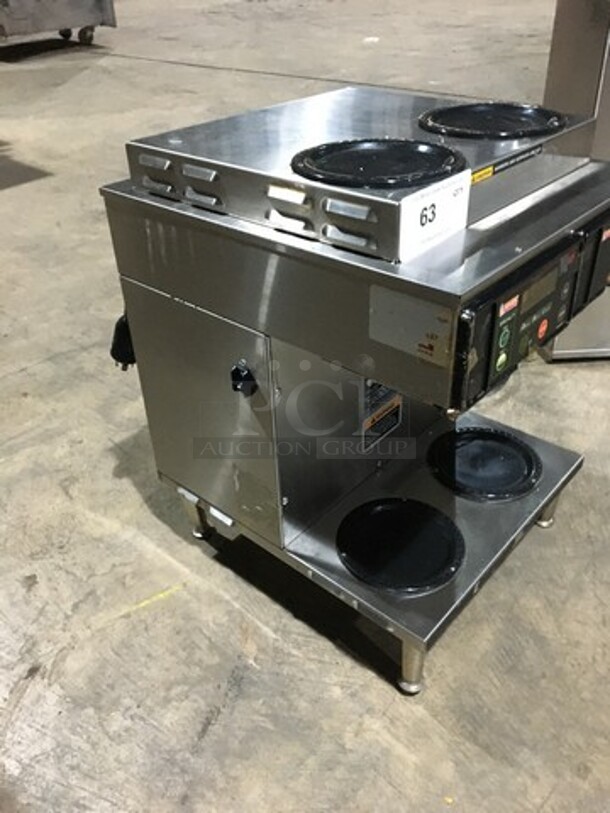 Bunn Commercial Countertop Dual Coffee Brewing Machine! Axiom Series! With 4 Coffee Pot Warming Stations! All Stainless Steel! Model AXIOM2/2TWIN Serial AXTN011961! 120/208/240V! 1Phase! On Legs! - Image 3 of 10