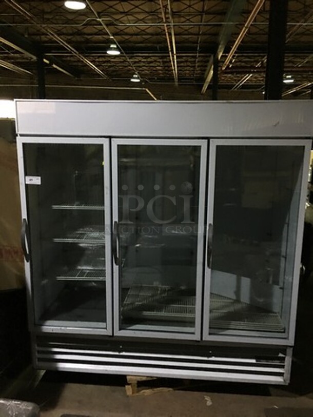 Beverage Air Commercial 3 Door Reach In Cooler Merchandiser! With Poly Coated Racks! Model MT72W Serial 5969807! 115V 1Phase!