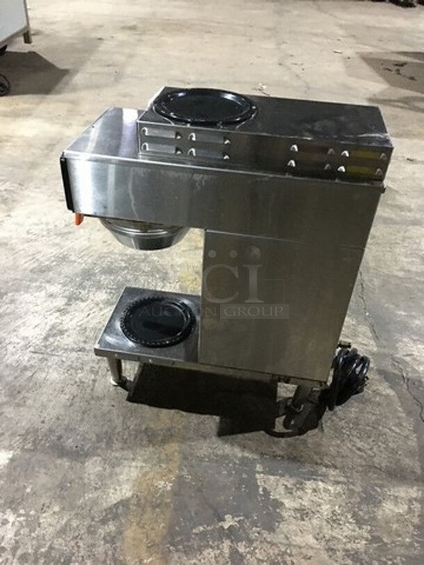 Bunn Commercial Countertop Coffee Brewing Machine! With 2 Coffee Pot Warming Stations! All Stainless Steel! Model AXIOM352 Serial AX00036303! 120/208/240V 1Phase! On Legs! - Image 4 of 9