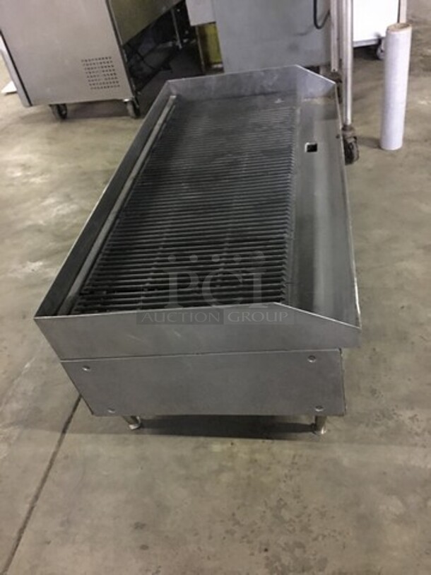 All Stainless Steel Natural Gas Powered Char Broiler Grill! With Back & Side Splashes! On Legs! - Image 2 of 9