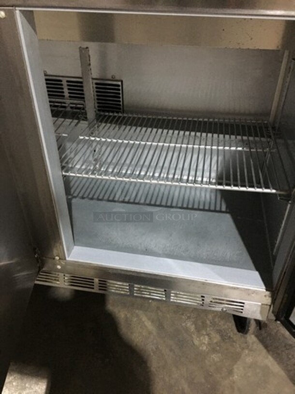 Beverage Air Commercial Refrigerated Sandwich Prep Table! With 3 Doors Underneath Storage Space! With Poly Coated Racks! All Stainless Steel! Model SPE7218 Serial 11010320! 115V 1Phase! On Casters! - Image 5 of 10