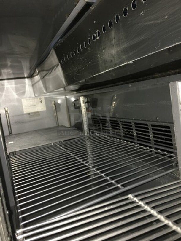 Beverage Air Commercial Refrigerated Sandwich Prep Table! With 3 Doors Underneath Storage Space! With Poly Coated Racks! All Stainless Steel! Model SPE7218 Serial 11010320! 115V 1Phase! On Casters! - Image 6 of 10