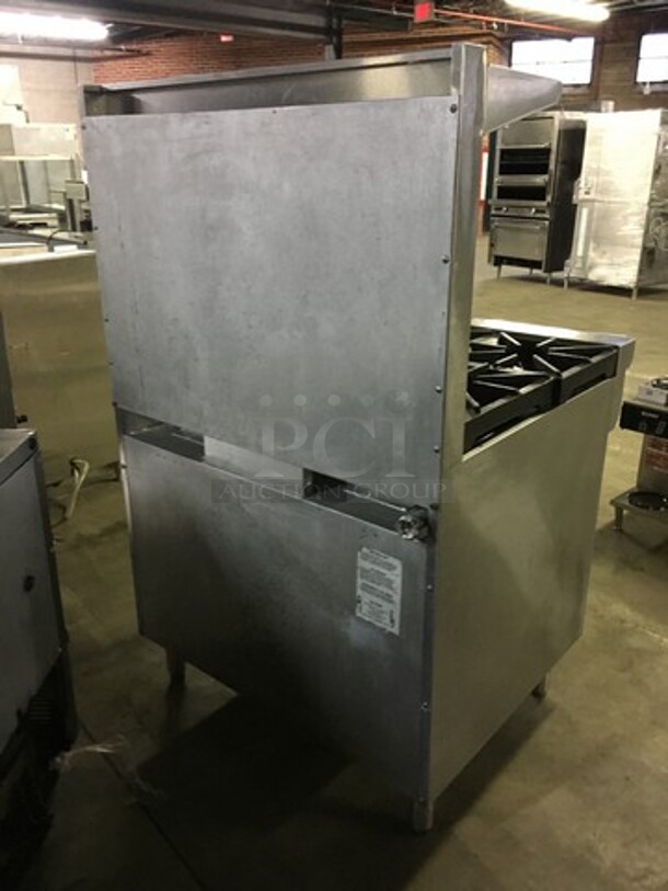 NICE! All Stainless Steel Natural Gas Powered 6 Burner Stove! With Full Size Oven Underneath! With Backsplash & Overhead Salamander Shelf! On Legs! - Image 4 of 12