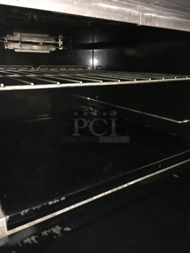 NICE! All Stainless Steel Natural Gas Powered 6 Burner Stove! With Full Size Oven Underneath! With Backsplash & Overhead Salamander Shelf! On Legs! - Image 8 of 12