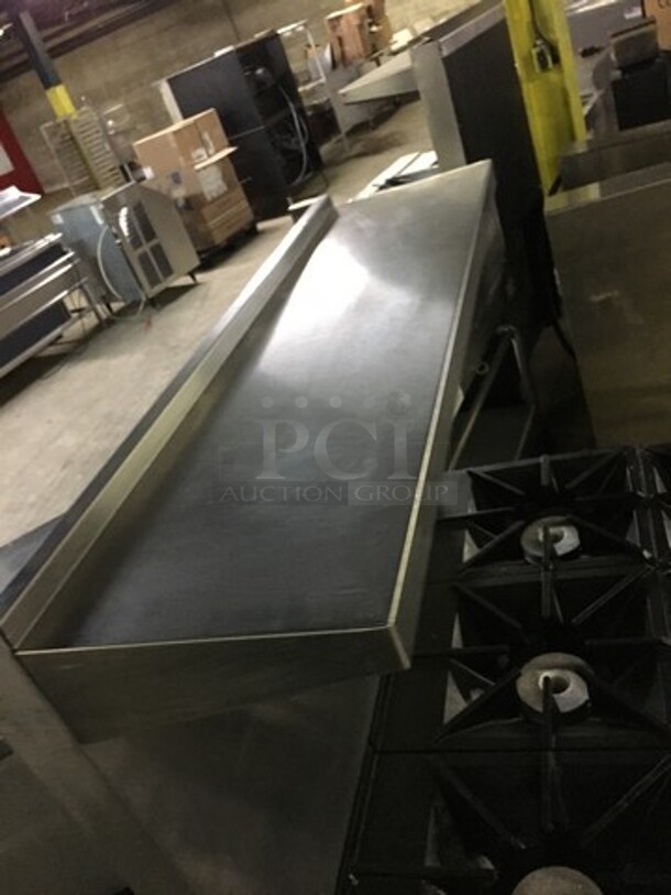 NICE! All Stainless Steel Natural Gas Powered 6 Burner Stove! With Full Size Oven Underneath! With Backsplash & Overhead Salamander Shelf! On Legs! - Image 10 of 12