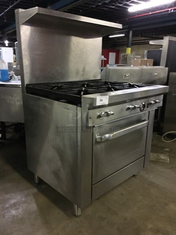NICE! All Stainless Steel Natural Gas Powered 6 Burner Stove! With Full Size Oven Underneath! With Backsplash & Overhead Salamander Shelf! On Legs! - Image 11 of 12