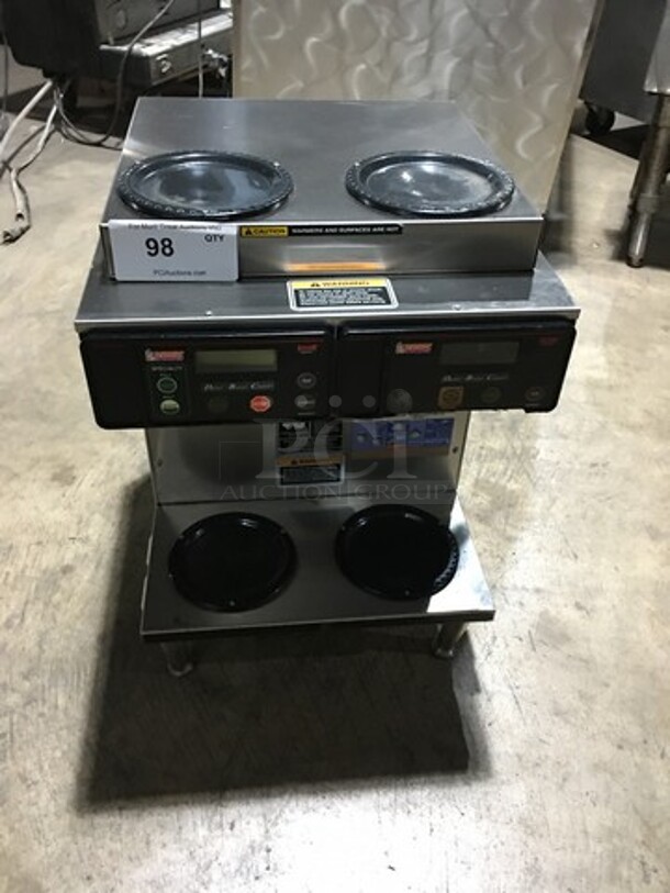 Bunn Commercial Countertop Dual Coffee Brewing Machine! Axiom Series! With 4 Coffee Pot Warming Stations! All Stainless Steel! Model AXIOM2/2TWIN Serial AXTN014121! 120/208/240V! 1Phase! On Legs!