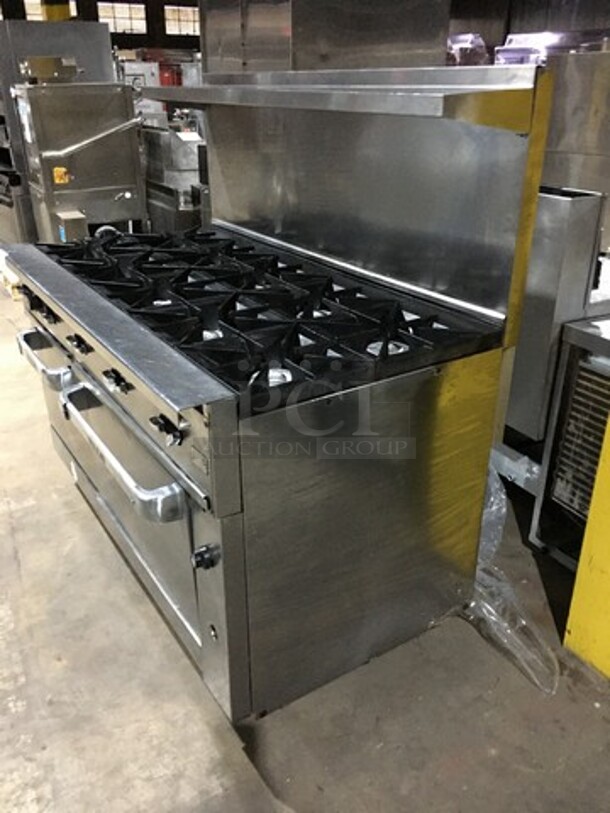 Beautiful! Vulcan Commercial Natural Gas Powered 10 Burner Stove! With 2 Ovens Underneath! With Backsplash& Overhead Salamander Shelf! All Stainless Steel! On Casters! - Image 3 of 12