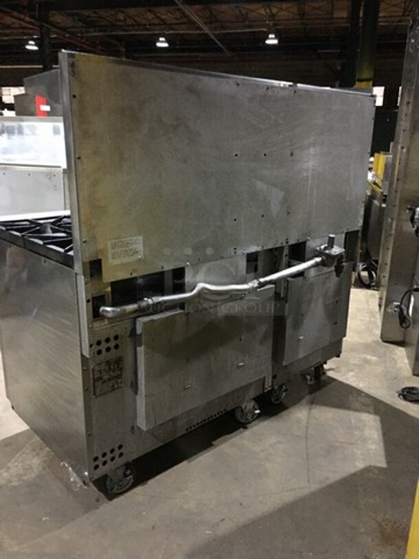 Beautiful! Vulcan Commercial Natural Gas Powered 10 Burner Stove! With 2 Ovens Underneath! With Backsplash& Overhead Salamander Shelf! All Stainless Steel! On Casters! - Image 4 of 12