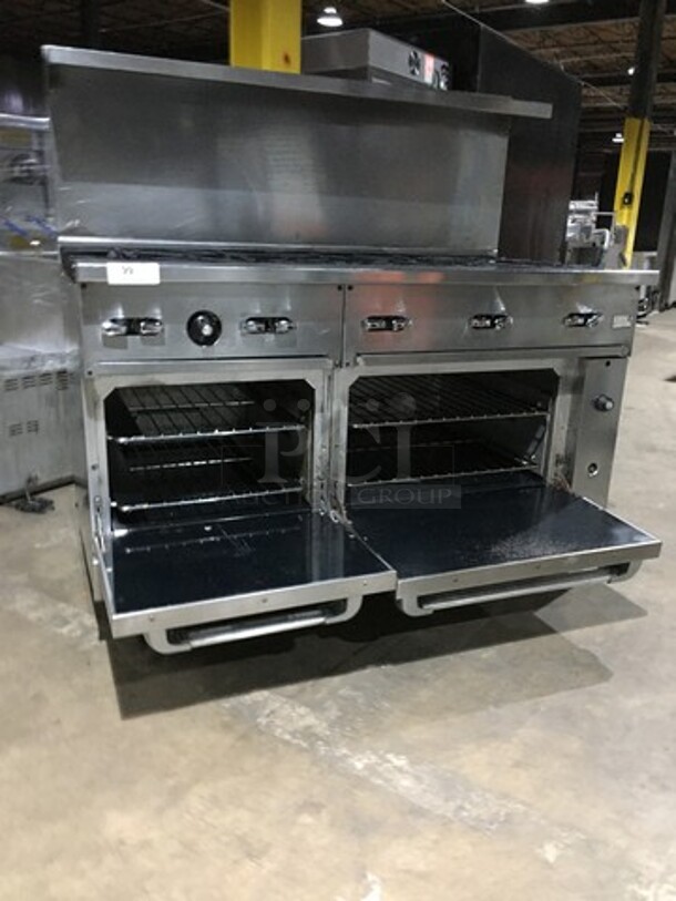 Beautiful! Vulcan Commercial Natural Gas Powered 10 Burner Stove! With 2 Ovens Underneath! With Backsplash& Overhead Salamander Shelf! All Stainless Steel! On Casters! - Image 8 of 12