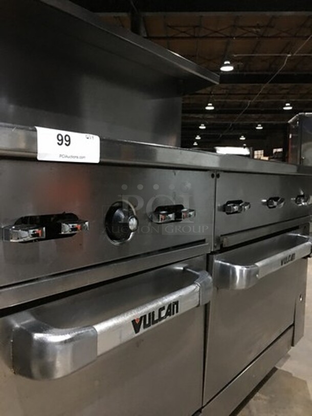 Beautiful! Vulcan Commercial Natural Gas Powered 10 Burner Stove! With 2 Ovens Underneath! With Backsplash& Overhead Salamander Shelf! All Stainless Steel! On Casters! - Image 11 of 12